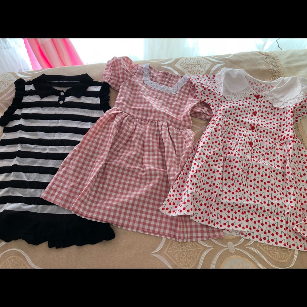 bundle of 3 girl dresses pink one piece costumes skirts kid dress
